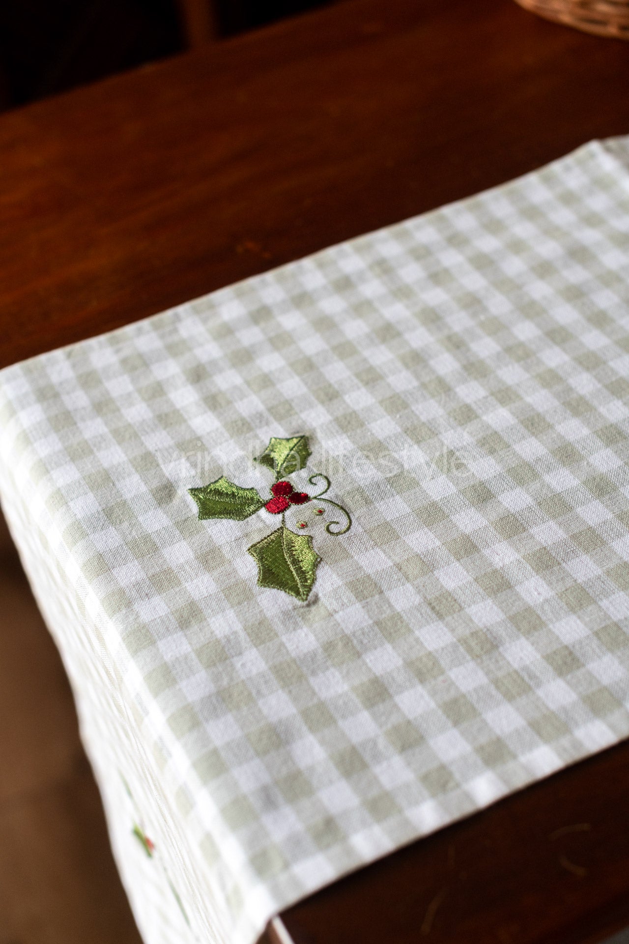 Woven cotton table runner with embroidery- 13x78 inches-6 seater -customisable