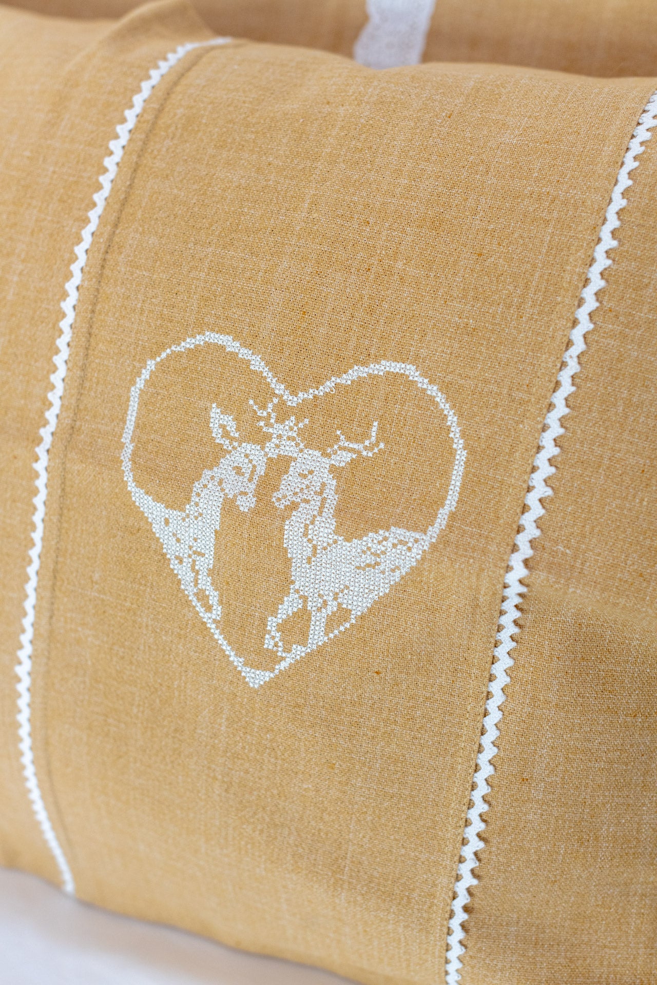 Cotton pillow covers with embroidery and lace detailing -single unit