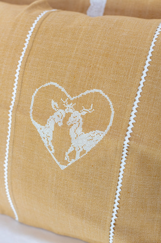 Cotton pillow covers with embroidery and lace detailing -single unit