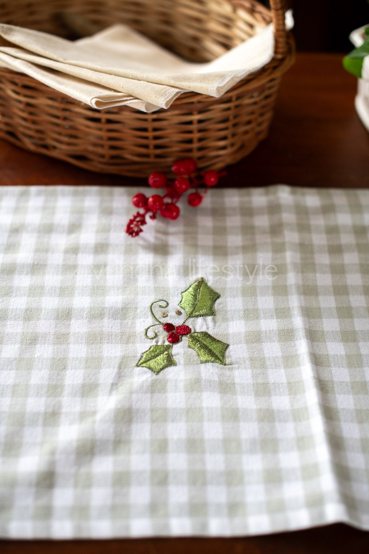 Woven cotton table runner with embroidery- 13x78 inches-6 seater -customisable