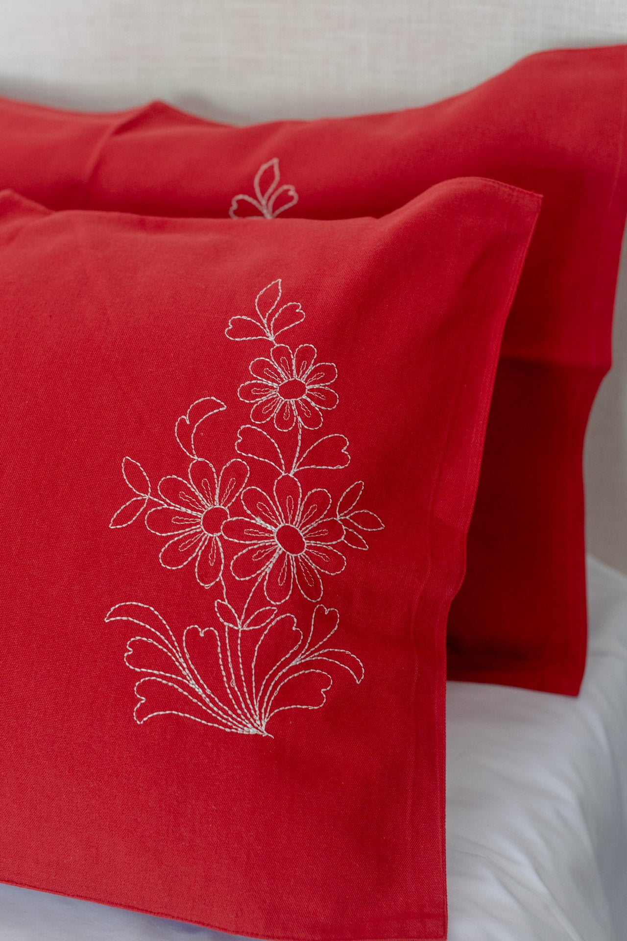 Cotton pillow covers with embroidery -single unit