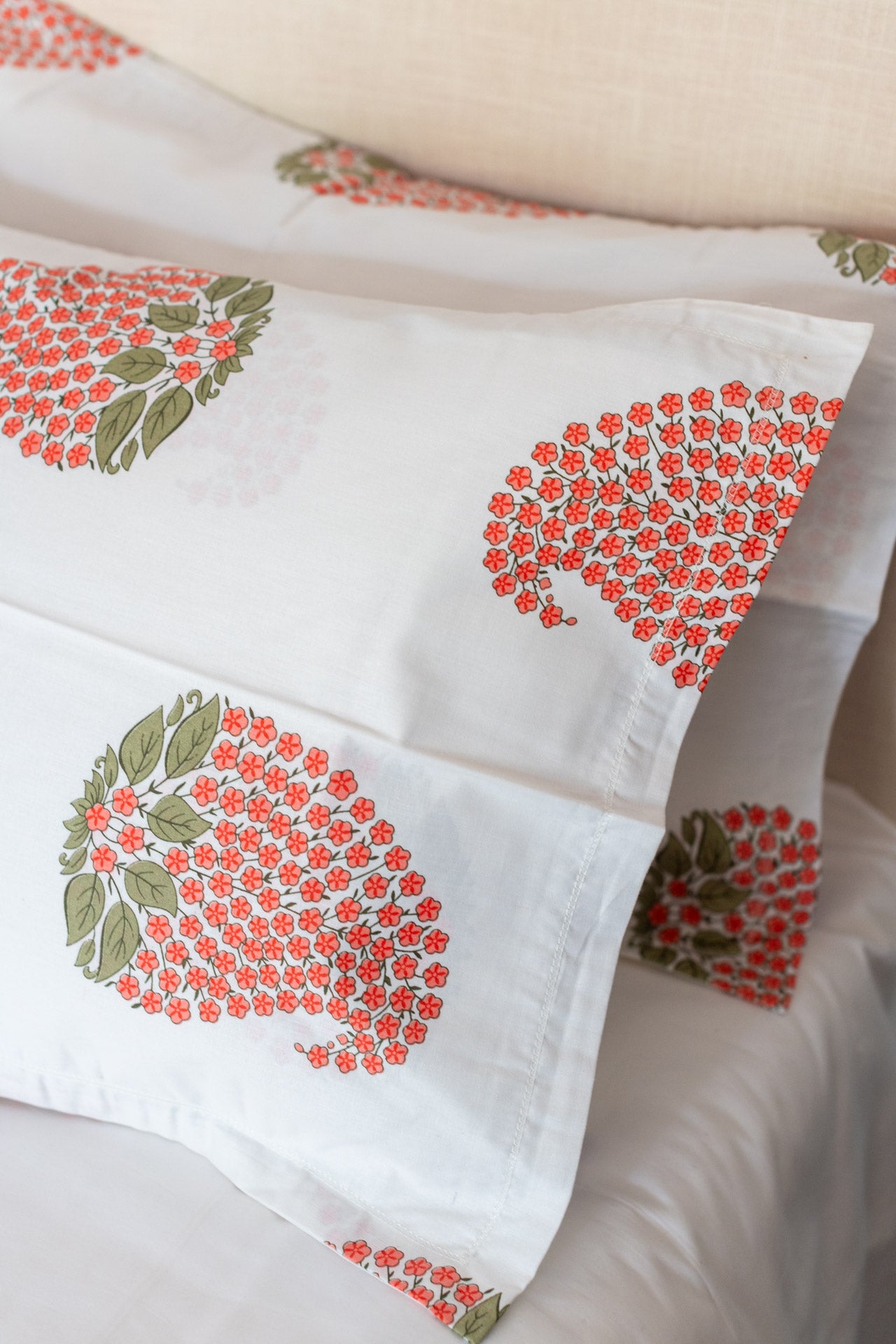 Printed cotton pillow cover-set of 2