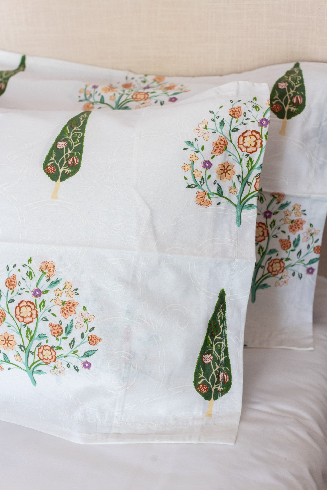 Printed cotton pillow cover-set of 2