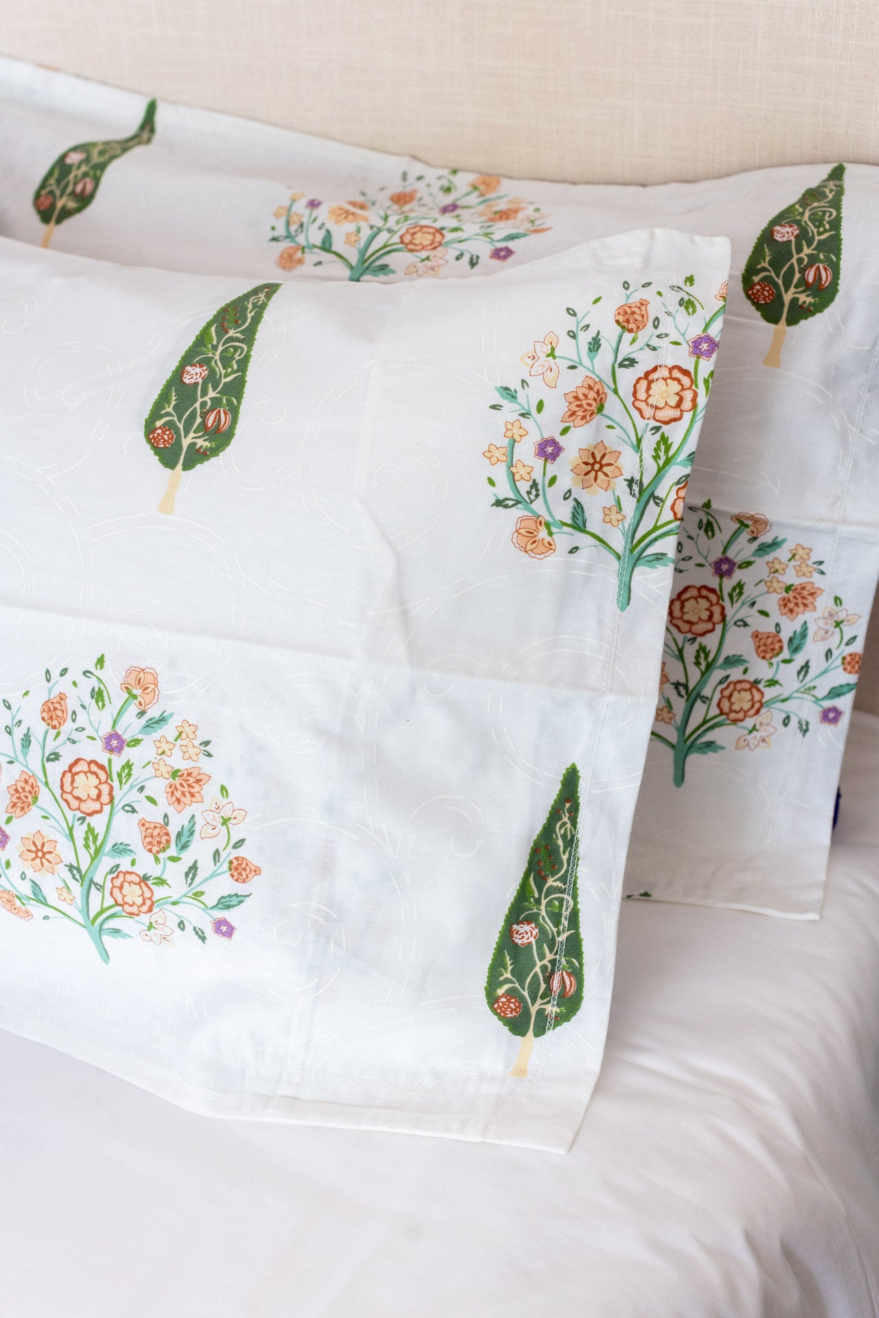 Printed cotton pillow cover-set of 2