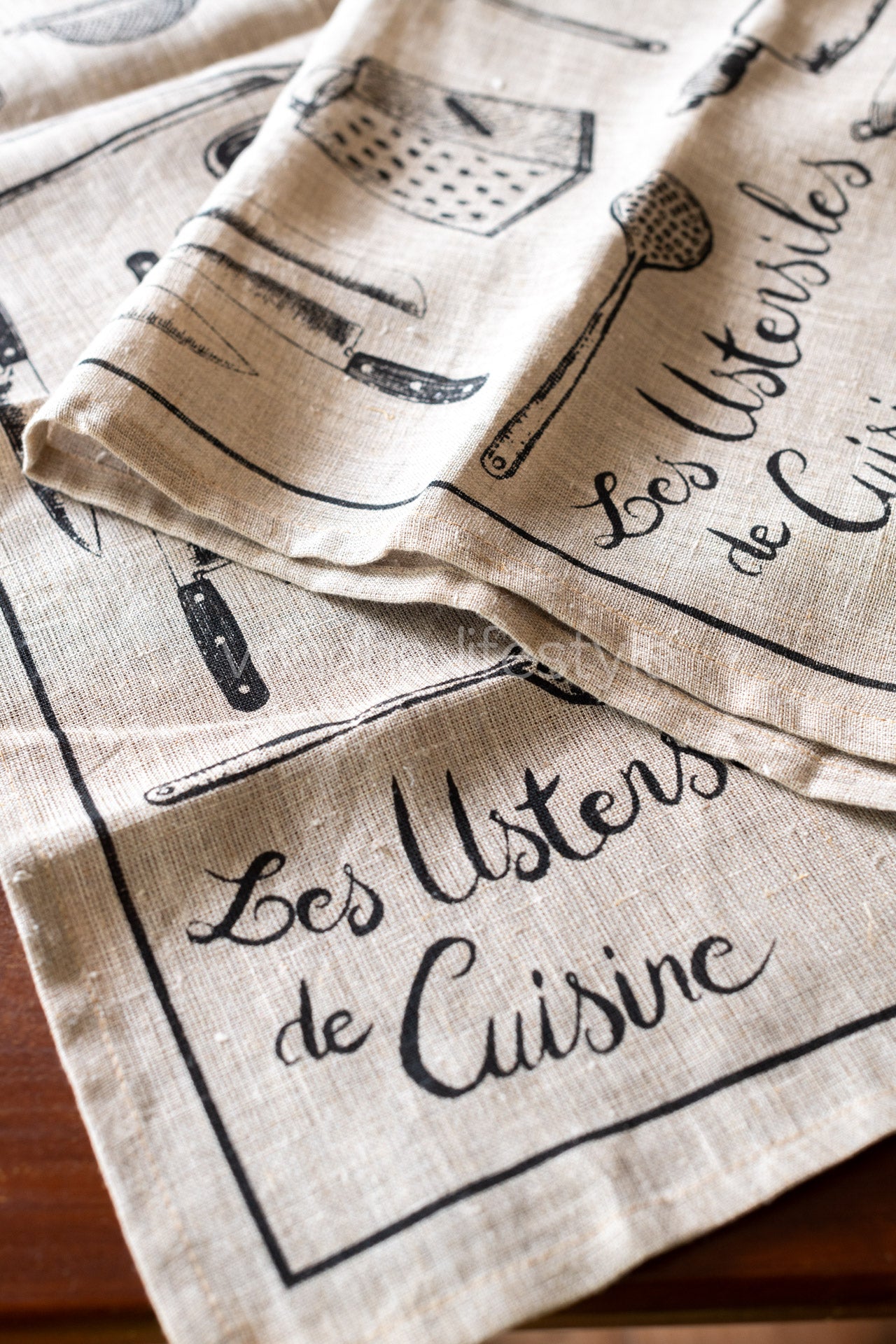 Linen cotton ,printed kitchen towels-Set of two