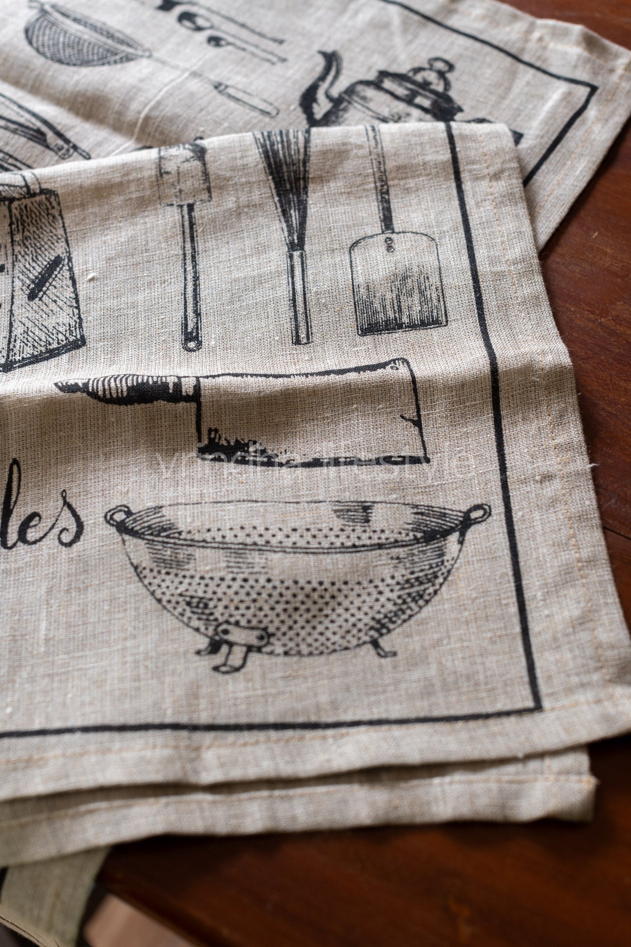 Linen cotton ,printed kitchen towels-Set of two