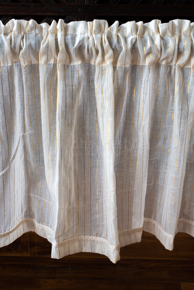 COTTON LUREX KITCHEN VALANCE with lace detailing-Customisable