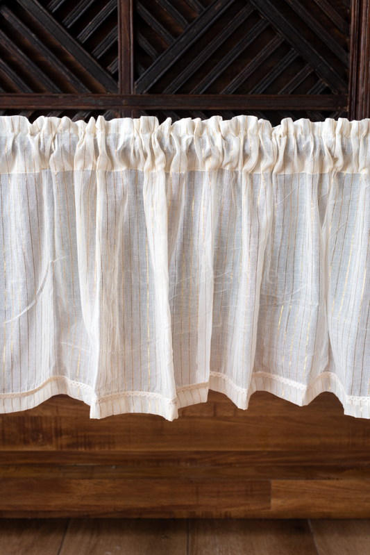 COTTON LUREX KITCHEN VALANCE with lace detailing-Customisable