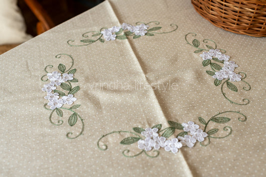 TABLE CLOTH with embroidery and lace detailing-Square -coffee table cover-customisable