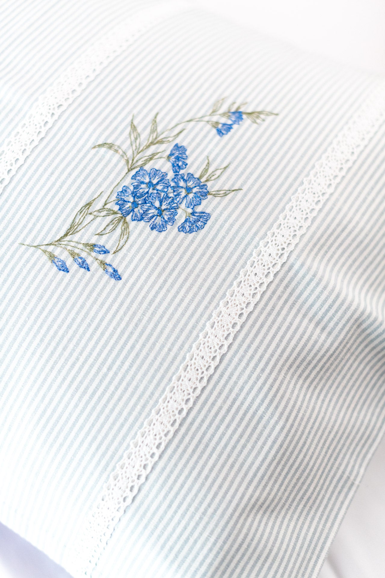 Cotton pillow covers with embroidery and lace detailing -single unit