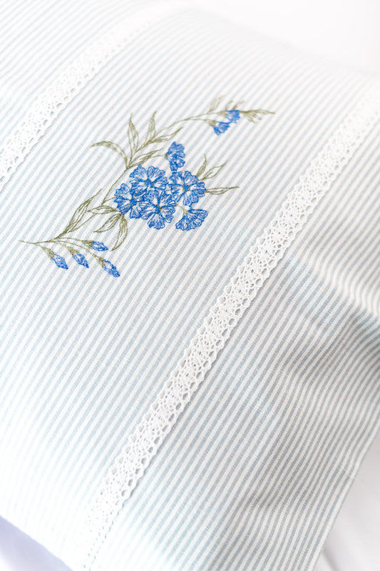 Cotton pillow covers with embroidery and lace detailing -single unit