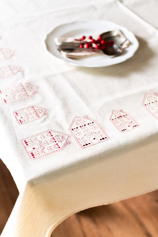 COTTON TABLE CLOTH with embroidery -8 seater