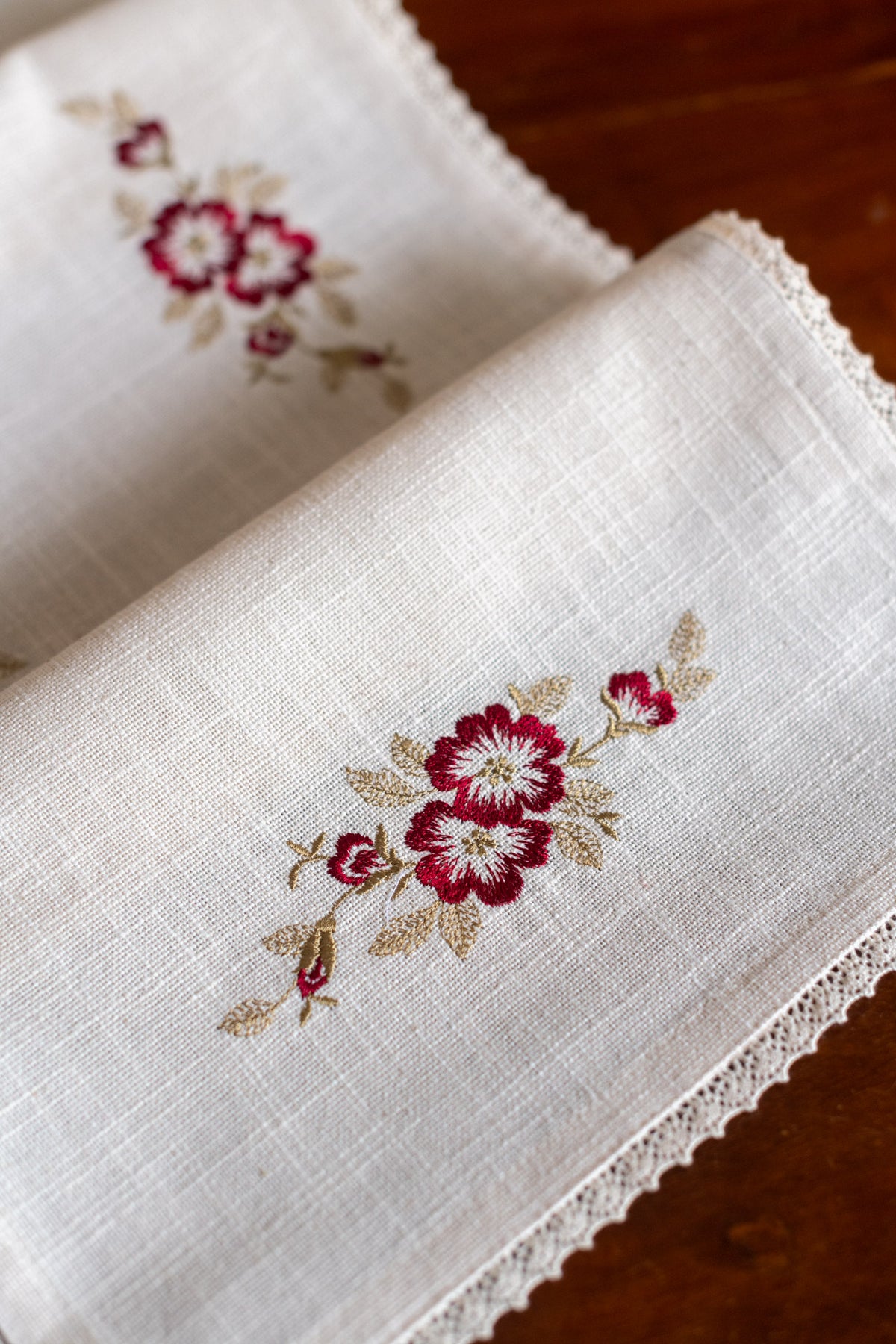 Cotton table runner with embroidery 11x33 inches-customisable