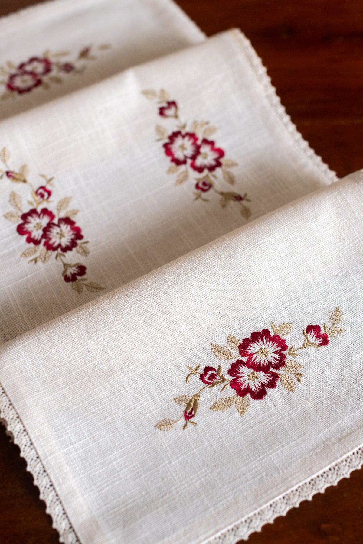 Cotton table runner with embroidery 11x33 inches-customisable