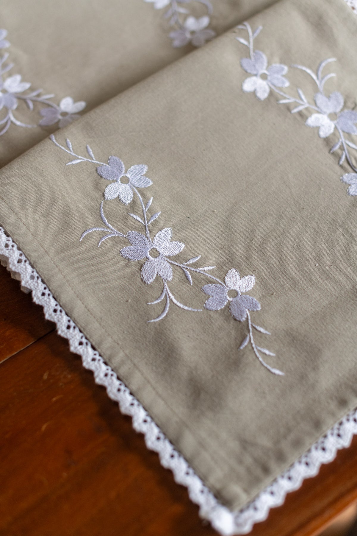 Cotton table runner with embroidery13x61 inches-customisable