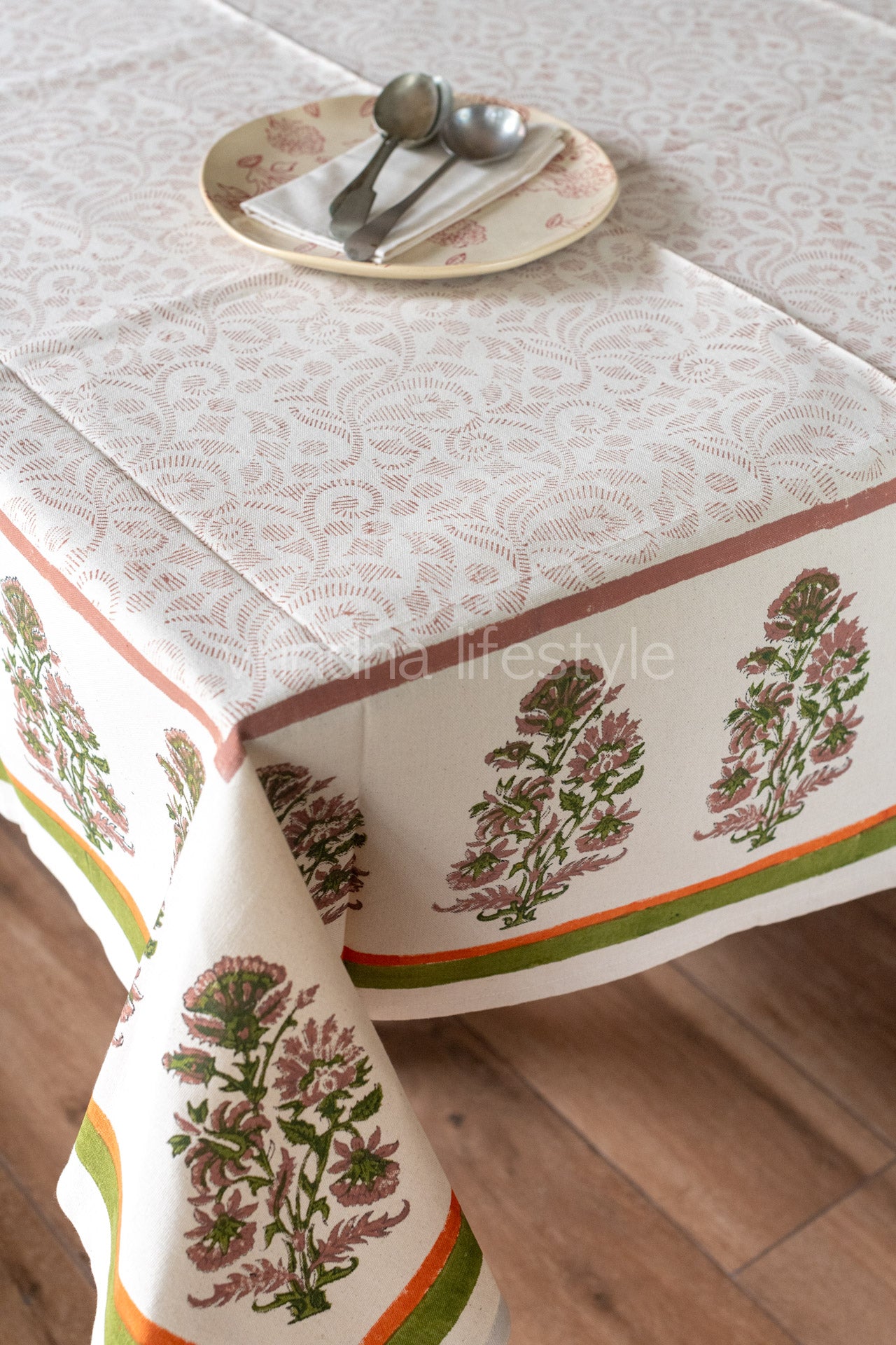 Hand block printed table cloth 8seater