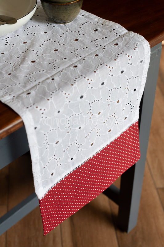 HAKOBA TABLE RUNNER-Hakoba cotton with lace detailing  -12x60 inches-customisable