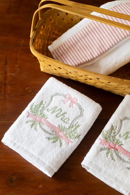 SOFT FACE TOWEL WITH EMBROIDERY, 12inch x 12 inch -set of 2