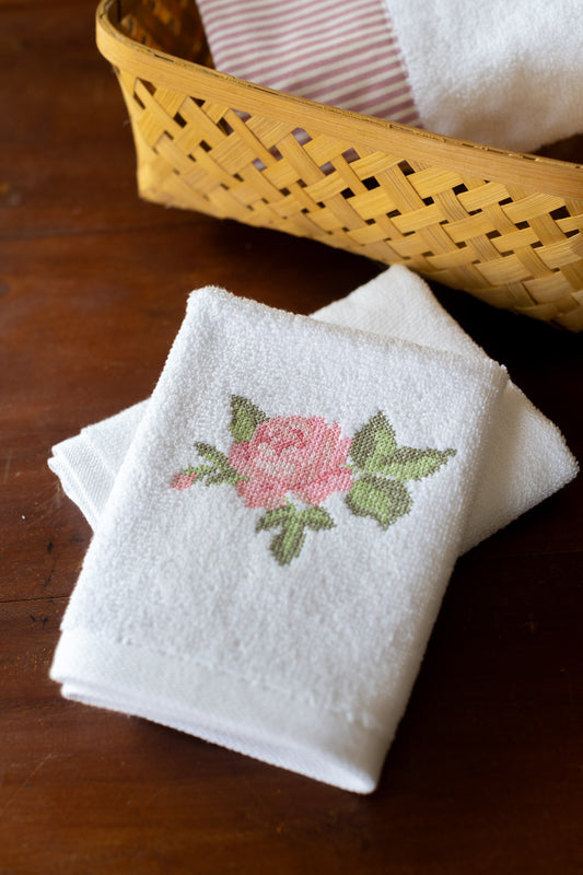 SOFT FACE TOWEL WITH EMBROIDERY, 12inch x 12 inch -set of two
