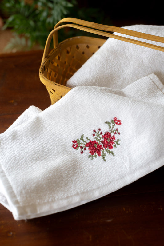 SOFT FACE TOWEL WITH EMBROIDERY, 12inch x 12 inch -set of two
