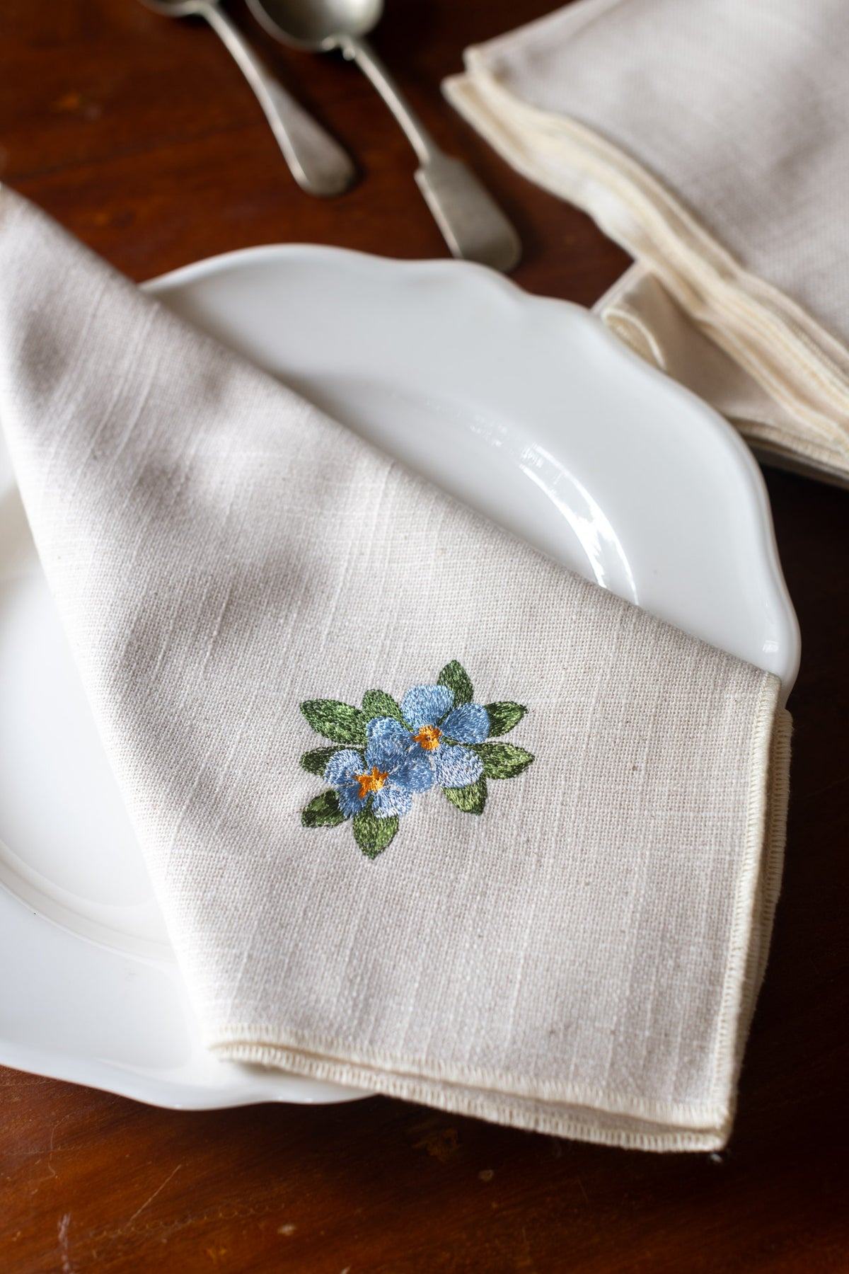 COTTON TABLE NAPKINS with embroidery-Set of 2