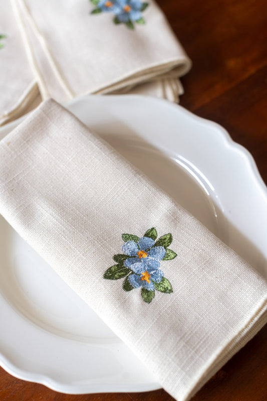 COTTON TABLE NAPKINS with embroidery-Set of 2