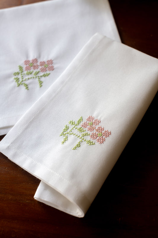 COTTON TABLE NAPKINS with embroidery -Set of 2