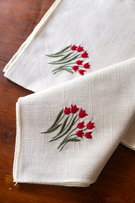 COTTON TABLE NAPKINS with embroidery-Set of 2