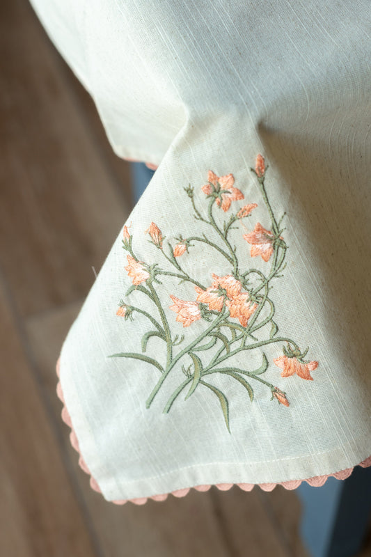 COTTON TABLE CLOTH with embroidery -Square -coffee table cover-customisable