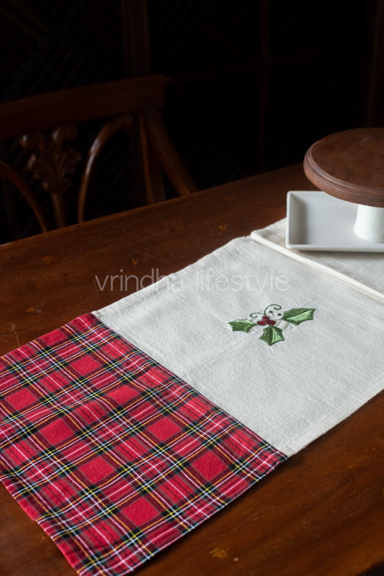 Cotton table runner with embroidery- 13x76inches-6 seater -customisable