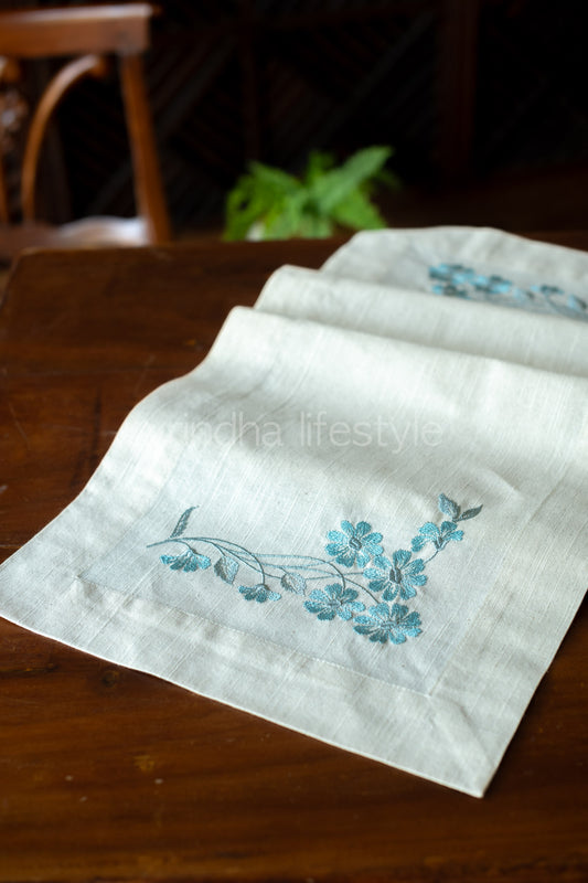 Cotton table runner with embroidery - 13x58 inches-coffee table runner