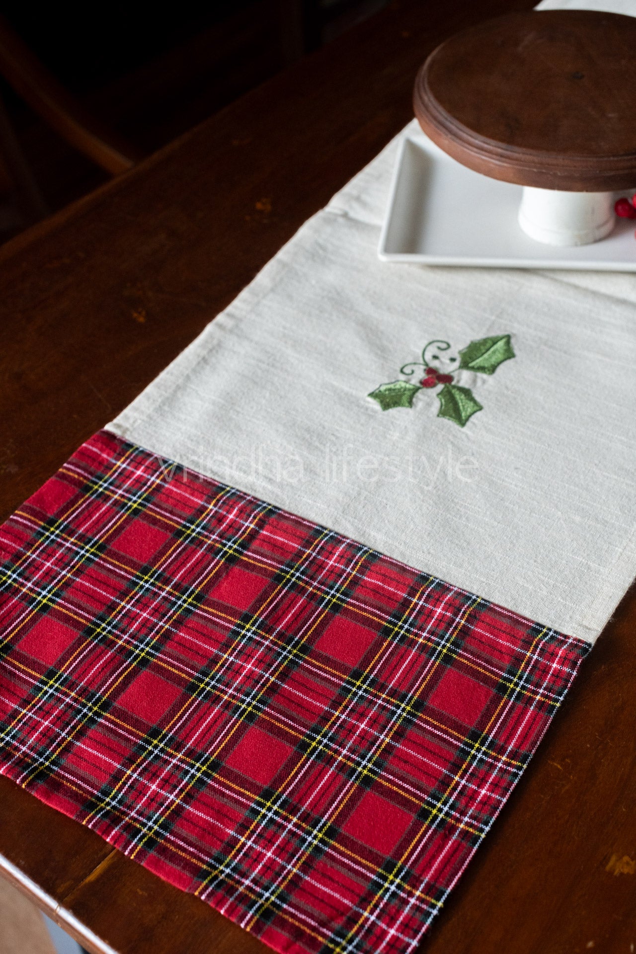 Cotton table runner with embroidery- 13x76inches-6 seater -customisable