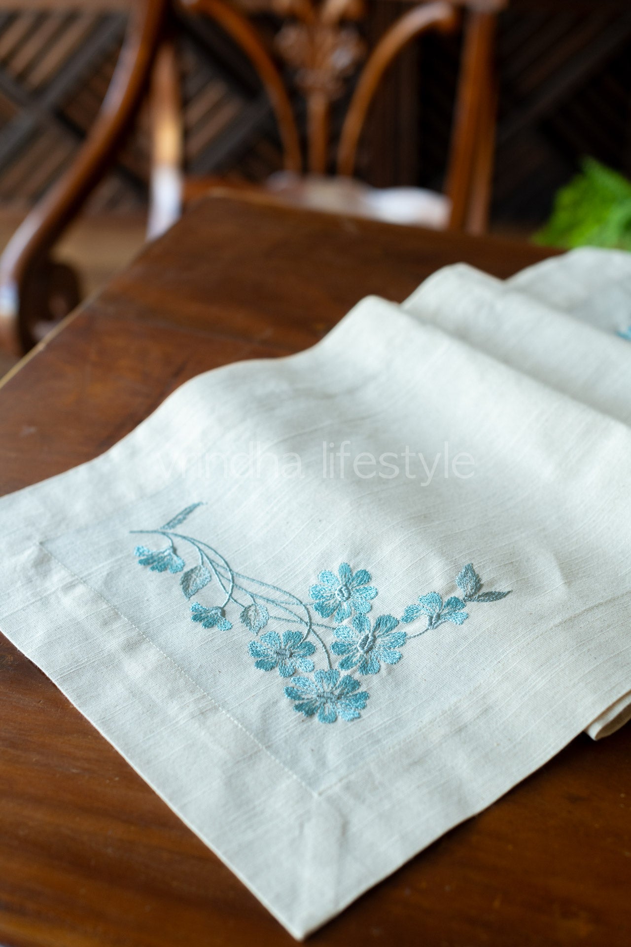 Cotton table runner with embroidery - 13x58 inches-coffee table runner