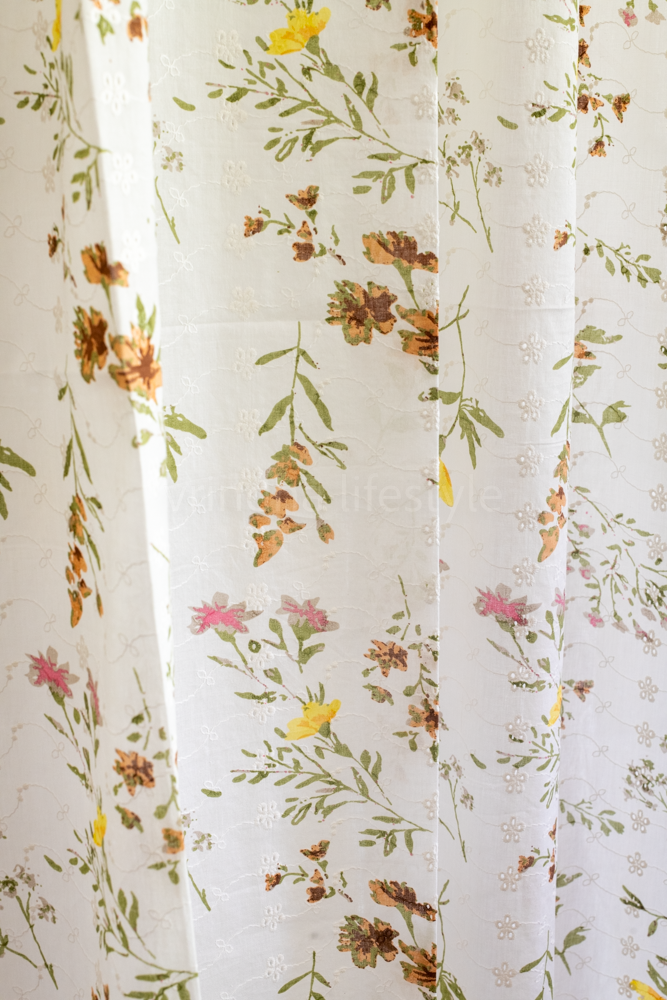 COTTON PRINTED HAKOBA SHEER CURTAINS-7 Feet-Single unit(customisable)