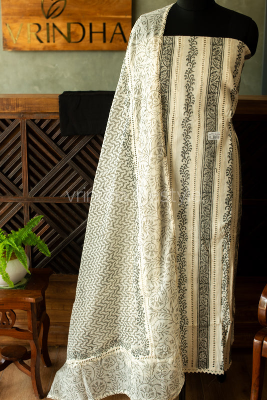 Cotton hand block printed salwar material