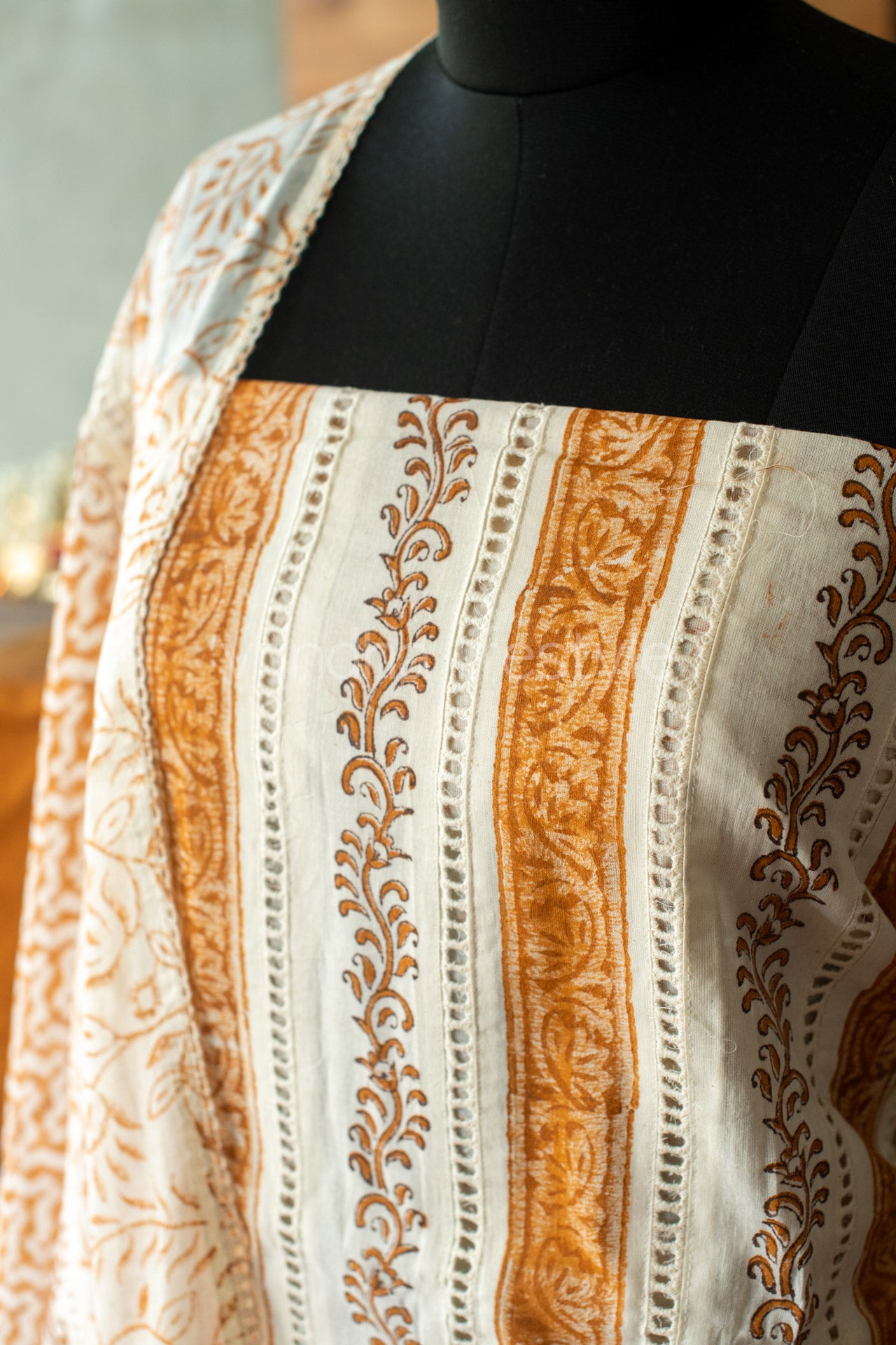 Cotton hand block printed salwar material