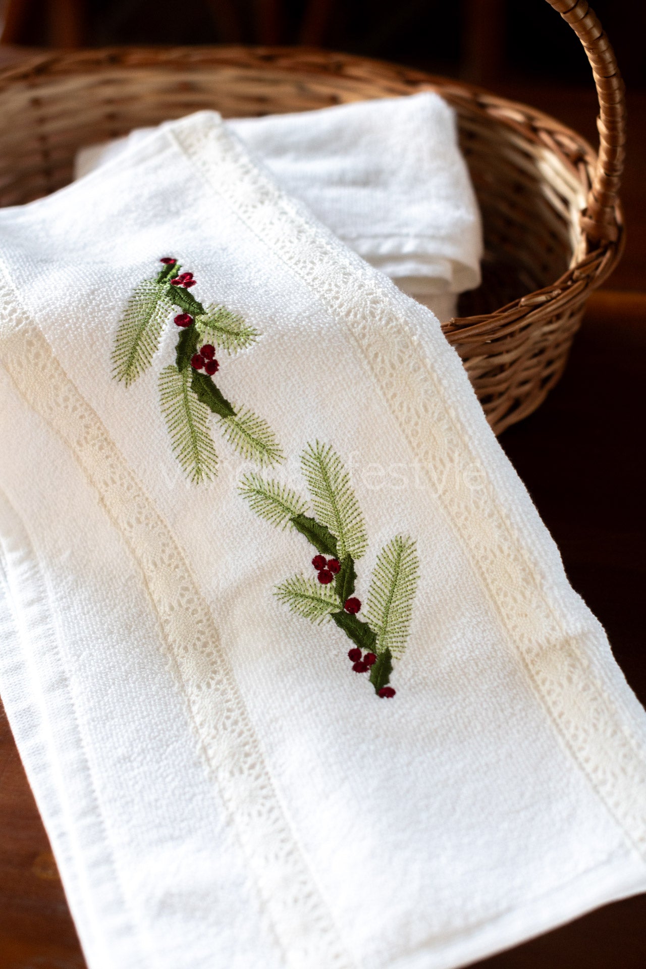 SOFT HAND TOWEL with embroidery and lace detailing -17x26 inches( single unit)