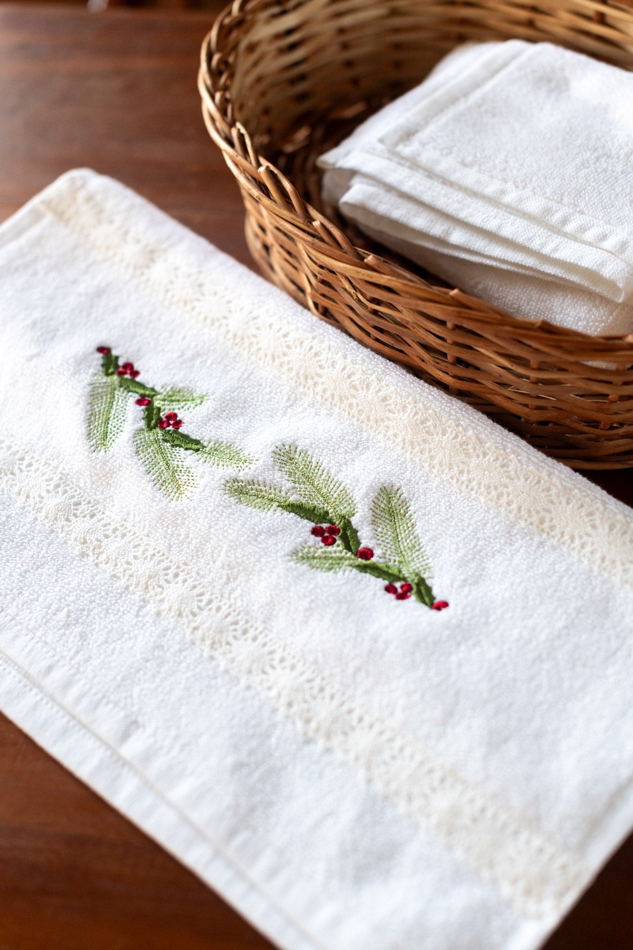 SOFT HAND TOWEL with embroidery and lace detailing -17x26 inches( single unit)