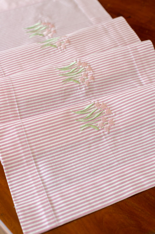Cotton coffee table runner with embroidery -14x44  inches
