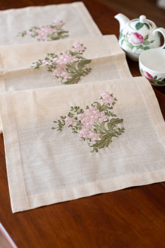 Cotton table runner with embroidery - 12x48 inches