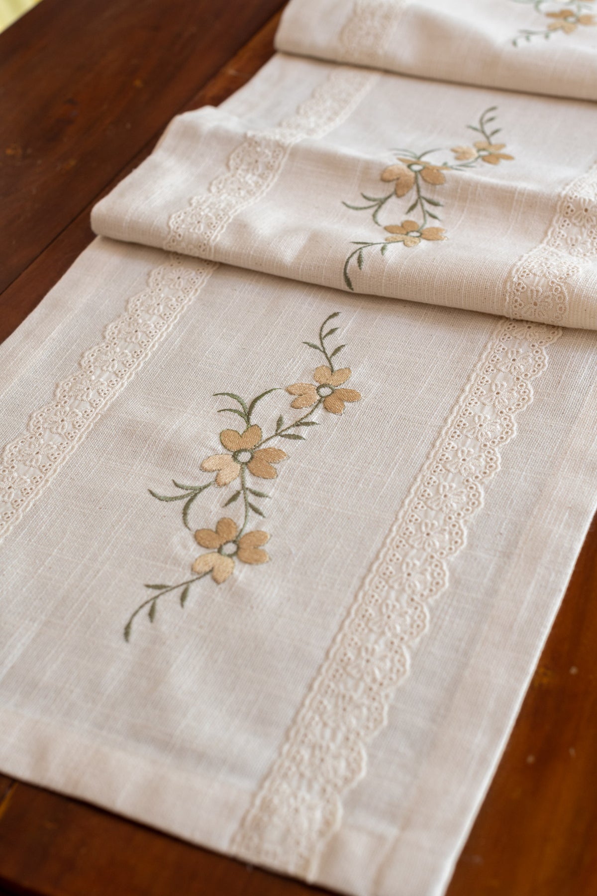 Cotton table runner with embroidery.-13x58 inches-customisable