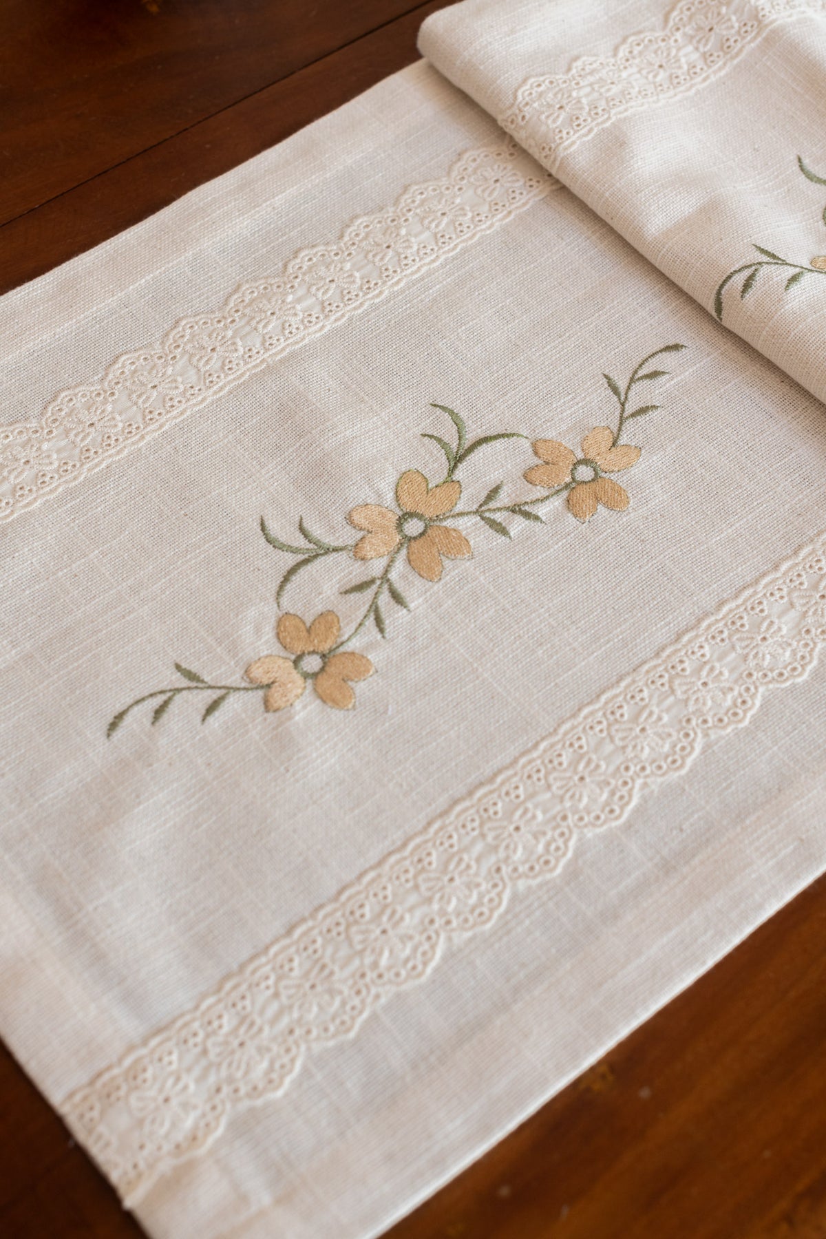 Cotton table runner with embroidery.-13x58 inches-customisable