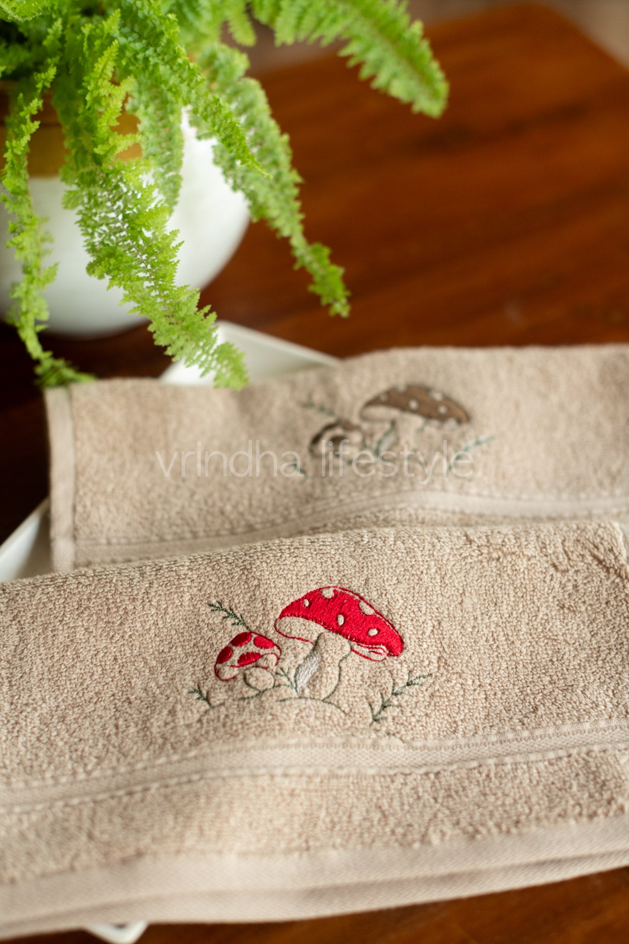 SOFT FACE TOWEL WITH EMBROIDERY, 12inch x 12 inch -set of two