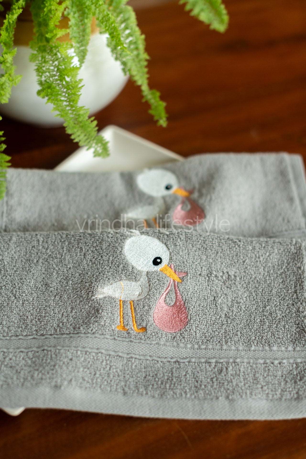 SOFT FACE TOWEL WITH EMBROIDERY, 12inch x 12 inch -set of two