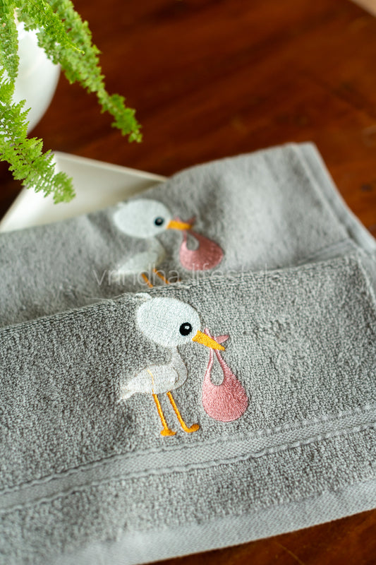 SOFT FACE TOWEL WITH EMBROIDERY, 12inch x 12 inch -set of two