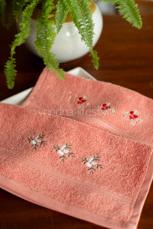 SOFT FACE TOWEL WITH EMBROIDERY, 12inch x 12 inch -set of two