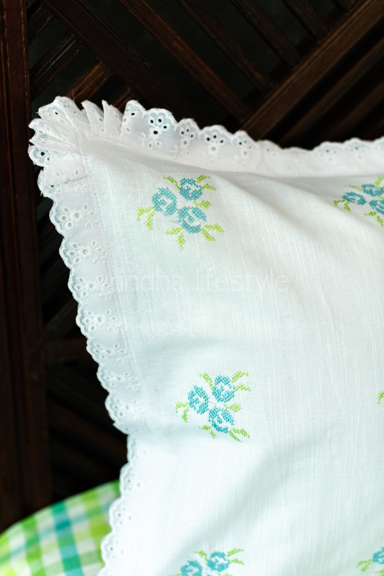 COTTON  BED SHEET and  floral embroidery cotton pillow covers with lace detailing -Single|Kids Collection