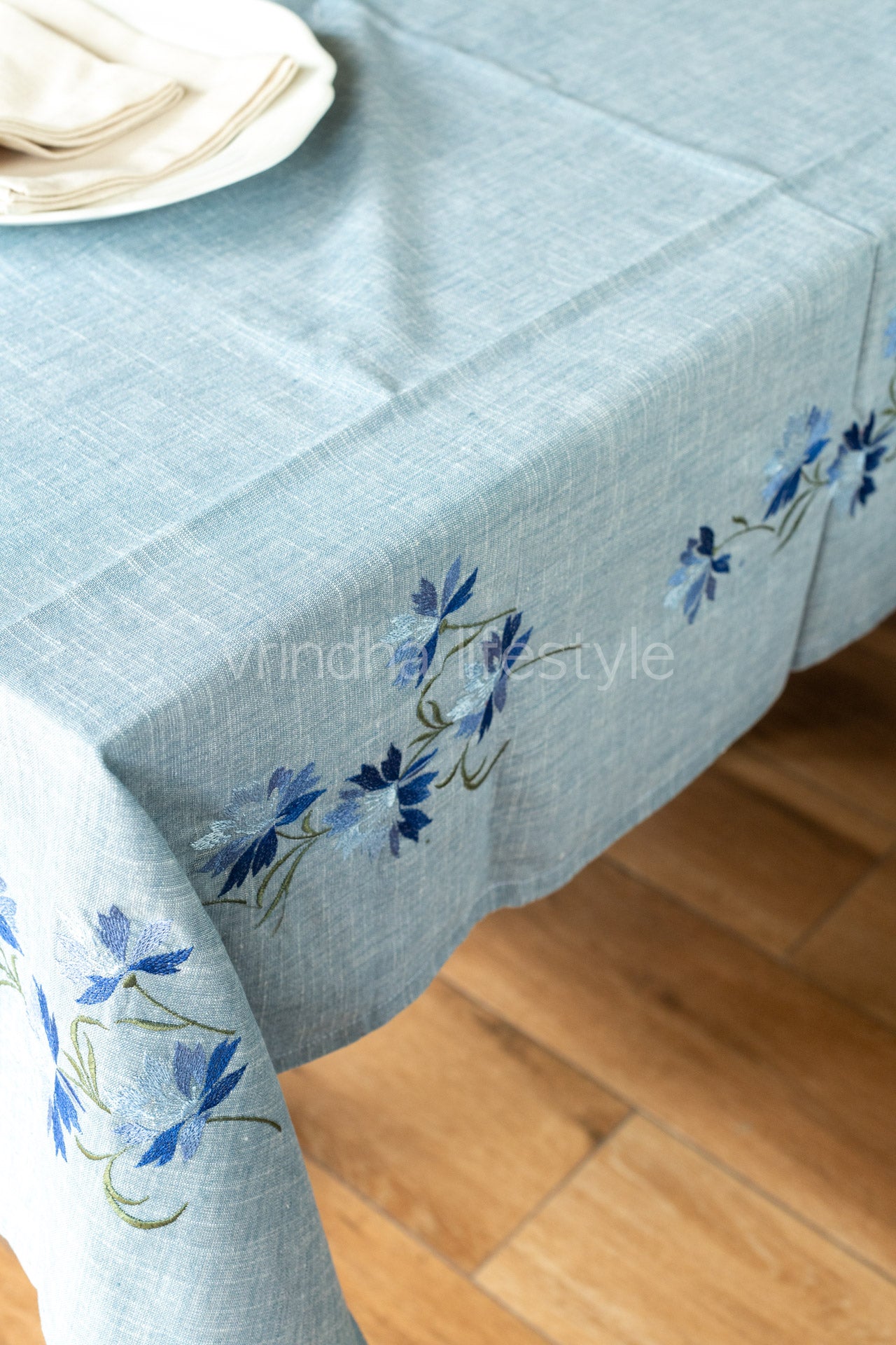 COTTON TABLE CLOTH with embroidery -4 seater customisable
