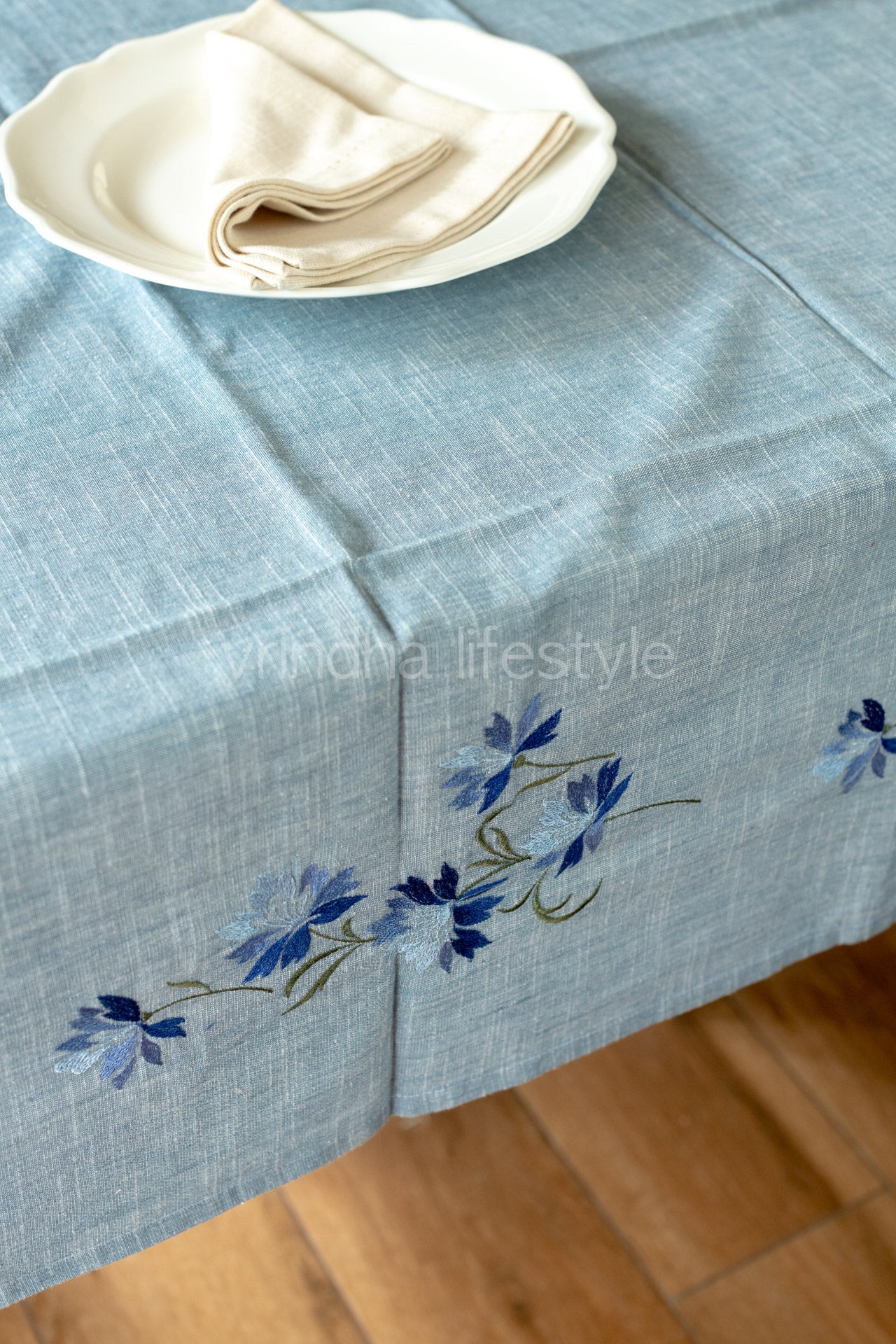 COTTON TABLE CLOTH with embroidery -4 seater customisable