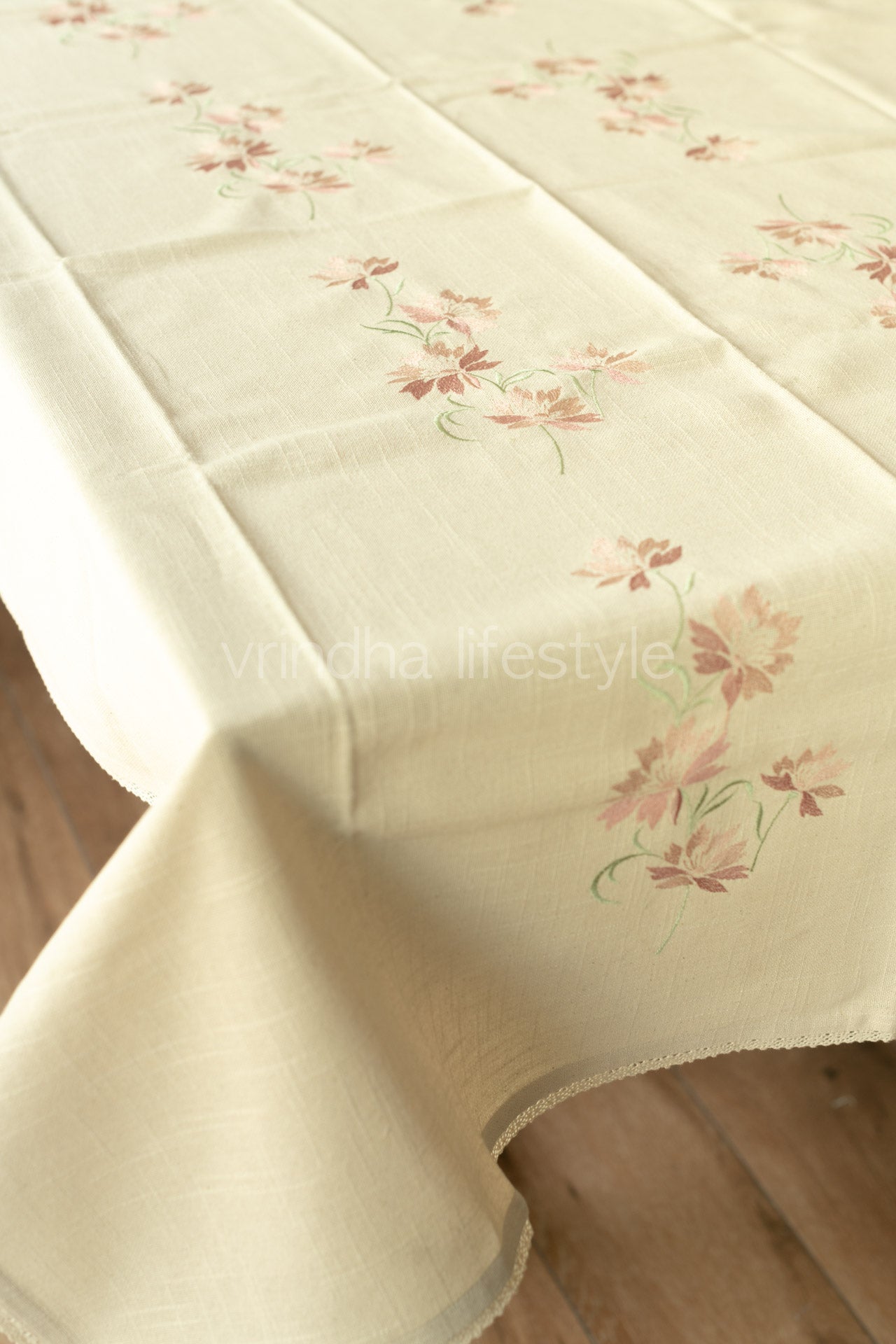 COTTON TABLE CLOTH with embroidery and lace detailing -customisable